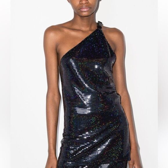 NEW Dodo Bar Or Vika Buckled Sequin Embellished Top One Shoulder Black Size 10 - Picture 13 of 14